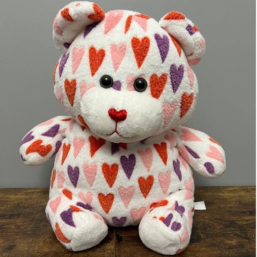 Animal Adventure Valentine Heart Plush Teddy Bear White Red Pink Purple